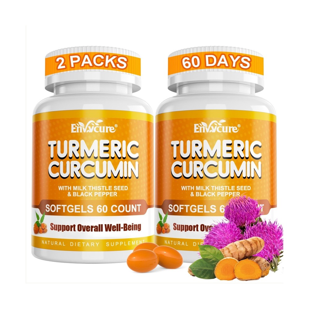5 in 1 Turmeric Curcumin Softgels 2000mg with Milk Thistle Seed Extract & Bla…