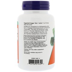 Now Foods GTF Chromium 200 mcg 250 Tablets GMP Quality Assured, Vegan,