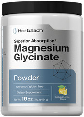 Magnesium Glycinate Powder 1 lb | Lemon Flavor, Non-GMO | by Horbaach