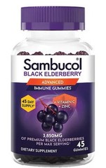 2- Sambucol Black Elderberry Immune Support Gummies with Vitamin C & Zinc 45 Ct