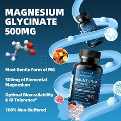 3PACK Magnesium Glycinate Capsules 500mg with Vitamin D3 Vitamin B6 & Zinc
