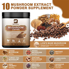 120g Organic Lions Mane Mushroom Coffee Powder Brain & Memory Hericium Erinaceus