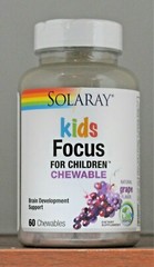 Solaray Kids Focus For Children Chewable 60 Chewables Natural Grape Flavor