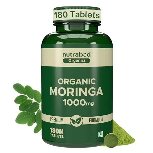 Nutrabud Moringa Tablets 1000mg 180 Count Organic Leaf Powder Supplement | FS