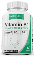 360 Capsules Vitamin B1 (Thiamin) 500mg, Gluten Free & Non-GMO 6 Bottles USA