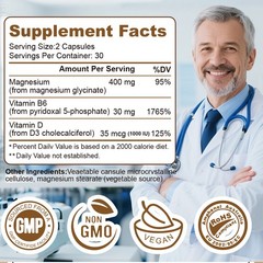 Amer Don’s High Absorption Magnesium Glycinate 400 mg, 60 Capules Non-GMO