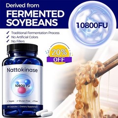 3X Nattokinase Supplement – 10800 FU 60 Capsules Per Serving Heart Circulation