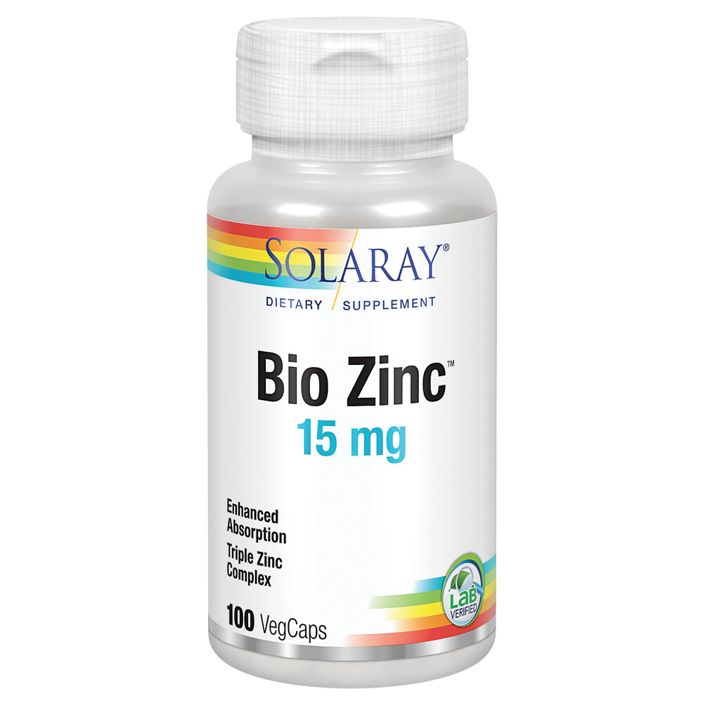 Solaray Bio Zinc 15 mg | Triple Zinc Complex | 100 VegCaps