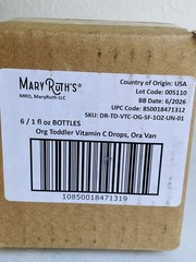 6 Pack Mary Ruth’s Toddler Organic Vitamin C Drops, Orange Vanilla