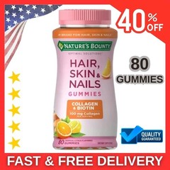 Optimal Solutions Hair, Skin & Nails with Biotin and Collagen, Citrus-Flavored