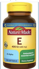 Nature Made Vitamin E 400 IU (180 mg) Softgels, 180 Ct – Gluten-Free