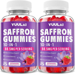 Pack of 2 Saffron Gummies, 10-in-1 Saffron Supplements for Kids & Adults with 88