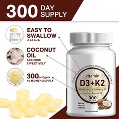2X Vitamin D3+K2 MK7 10000 IU – Strong Bones, Immune Assistance – Coconut Oil