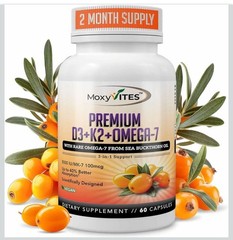 Moxyvites Vitamin D3 K2 Omega MK-7 – 5000 IU w/ Sea Buckthorn Oil | 2 Mos Supply