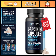 L-Arginine & L-Citrulline Supplement for Men – Nitric Oxide Boost, 30 Servings