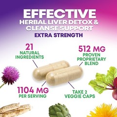 Liver Cleanse Detox Repair – 1104mg Milk Thistle Dandelion Support Supplement