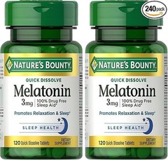 Nature’s Bounty Melatonin, Promotes Relaxation & Sleep, 100% Drug Free Sleep Aid