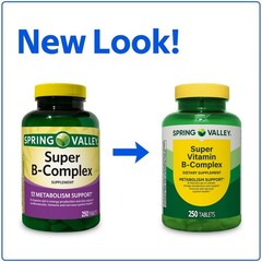 Spring Valley Super Vitamin B-Complex, 250 Count, Dietary Supplement Tablets for
