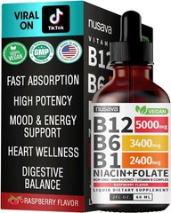 Nusava Vitamin B Blend – High Quality B 12, B 6 & B 1 + Niacin & Folate – High Q