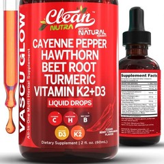 Clean Nutra Cayenne Pepper Liquid Drops Hawthorn Beet Root K2 D3 Supplement