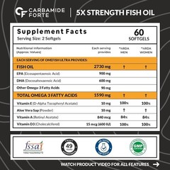 Carbamide Forte Omega 3 Fish Oil Capsules 2730mg 5X Strength EPA DHA 60 Softgels
