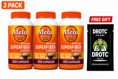 3X Metamucil Multi-Health Psyllium Fiber Supplement, 200. Total 600 Ct. 08/27