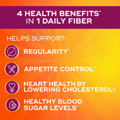 4-In-1 Psyllium Husk Fiber Supplement, Real Sugar, 114 Tablespoons, Orange Flavo