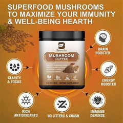 120g Organic Lions Mane Mushroom Coffee Powder Brain & Memory Hericium Erinaceus