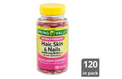 New Spring Valley Hair Skin & Nails Dietary Supplement Softgels 5000 Mcg 120 ct