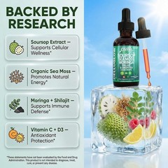 CelluGlow Soursop Bitters Drops with Sea Moss & Moringa – Immune Support 4oz