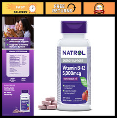 High-Potency B12 5000 mcg Fast Dissolve Tablets for Energy Metabolism – 200 Coun