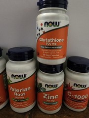 Now Glutathione, Aloe Vera, Valerian Root, Zinc & C-1000 Supplement Lot