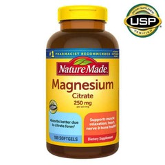 NATURE MADE Magnesium Citrate 250mg Muscle Heart Nerve Bone Health, 180 Softgels